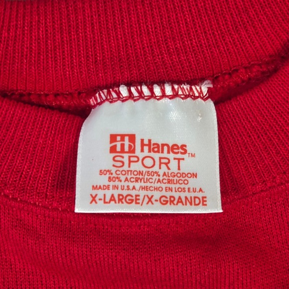 Vintage Hanes Sport Red Raglan Crewneck Sweatshirt Men XL Made in USA 90s Grunge - Picture 8 of 9